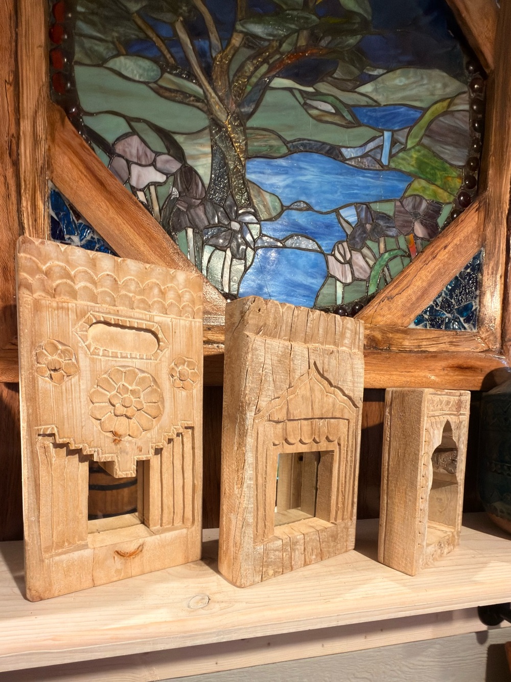 Hand-Carved Natural Wood Framed mirrors, created for inspiration of Architecture